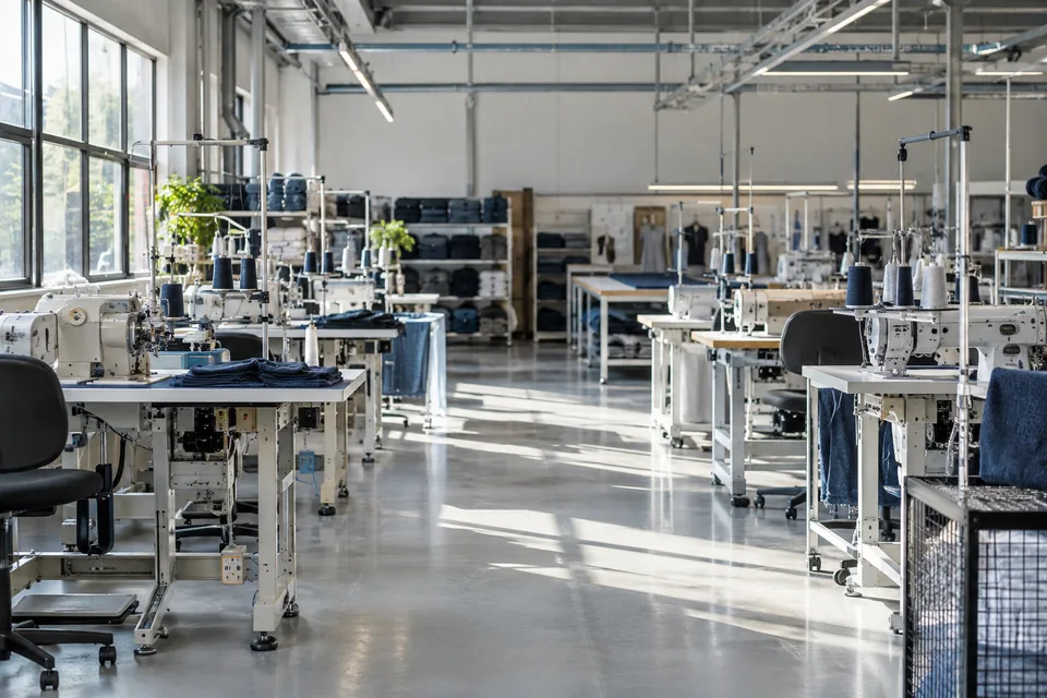 Máquinas de coser industriales en un taller textil